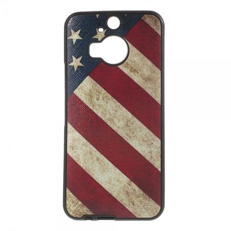 HTC One M9 Plus Elastisches Plastik Case mit USA Flagge retro-style