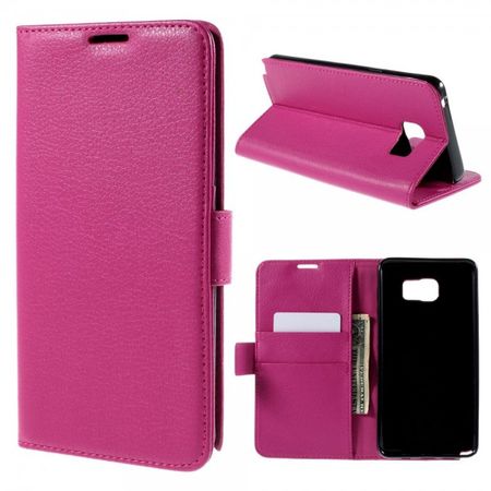 Samsung Galaxy Note 5 Leder Case mit Litchitextur und Standfunktion - rosa