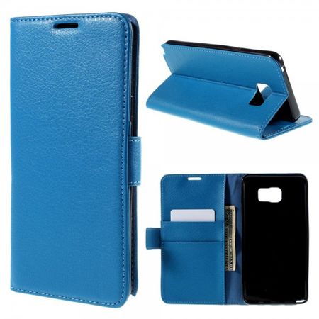 Samsung Galaxy Note 5 Leder Case mit Litchitextur und Standfunktion - blau