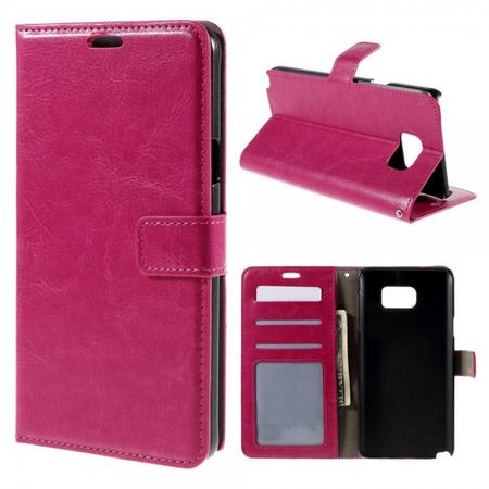 Samsung Galaxy Note 5 Modernes Crazy Horse Leder Case mit Kreditkartenslots - rosa