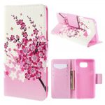 Samsung Galaxy Note 5 Leder Case mit pinken Blumen