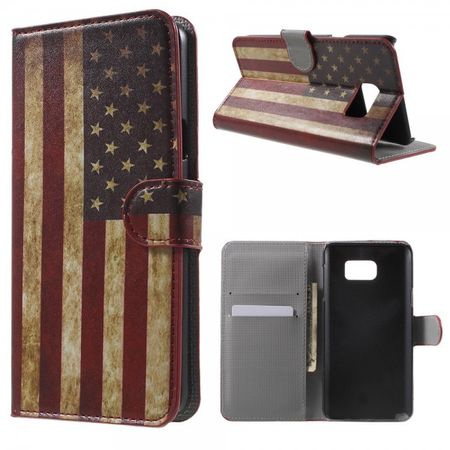 Samsung Galaxy Note 5 Leder Case mit USA Flagge retro-style