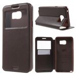 Samsung Galaxy Note 5 Roar Korea Leder Case mit kleinem Fenster - kaffeefarben
