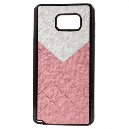 Samsung Galaxy Note 5 Zweifarbiges Plastik Case mit Lederüberzug - pink