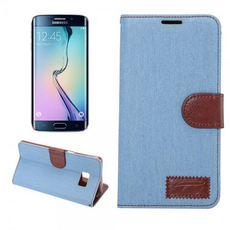 Galaxy S6 Edge Plus Leder Case im Jeans Look - hellblau