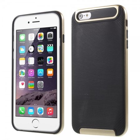 iPhone 6 Plus/6S Plus Elastisches Plastik Case mit Bumper Aufsatz und Linientextur -  gold