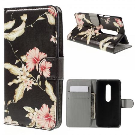 Motorola Moto G (3 Gen) Leder Case mit schönen Blumen