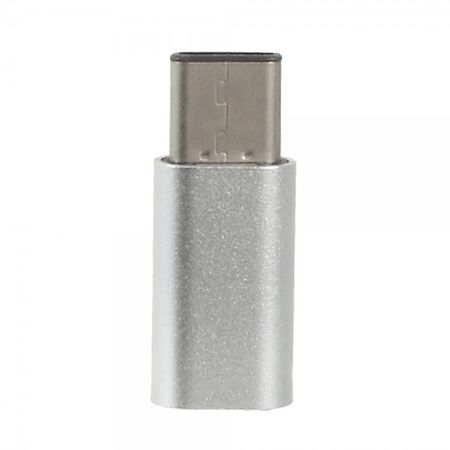 Metallener Micro USB 2.0 Female zu USB 3.1 Type-C Male Konverter - silber