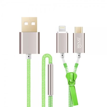 Lenuo Creative 2 in 1 Micro USB und Apple Lightning Lade- und Datenkabel (0.85m) - grün