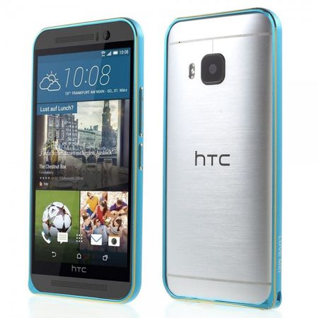 HTC One (M9) LOVE MEI Metallener Bumper mit abgerundeten Ecken - blau