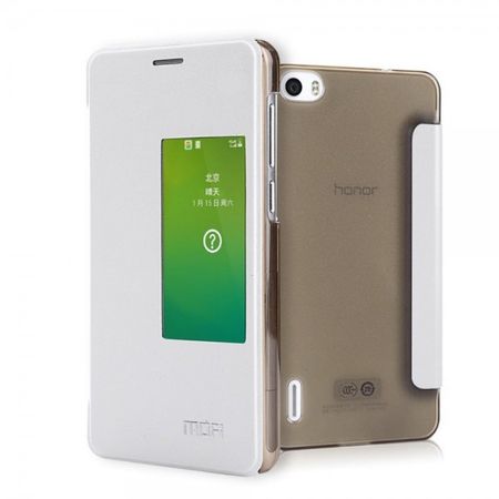 Huawei Honor 6 Echtleder Flip Case mit Fenster von Mofi - weiss