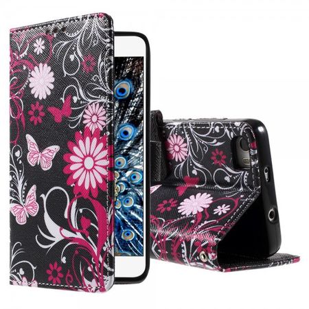 Huawei Honor 6 Leder Case mit Schmetterling und Blumen