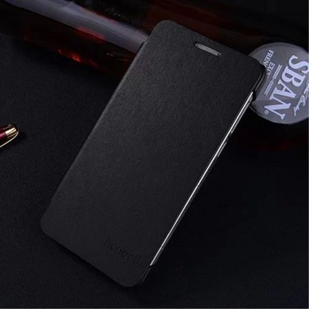 Huawei Honor 6 Dünnes Leder Flip Case - schwarz