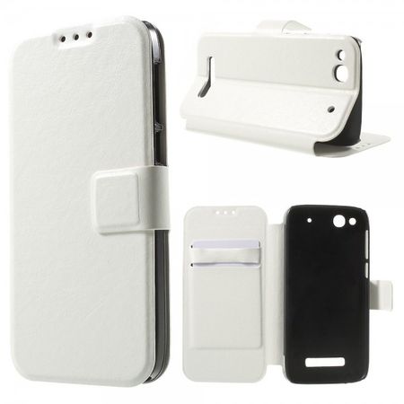 Alcatel One Touch Idol Alpha Crazy Horse Leder Case - weiss