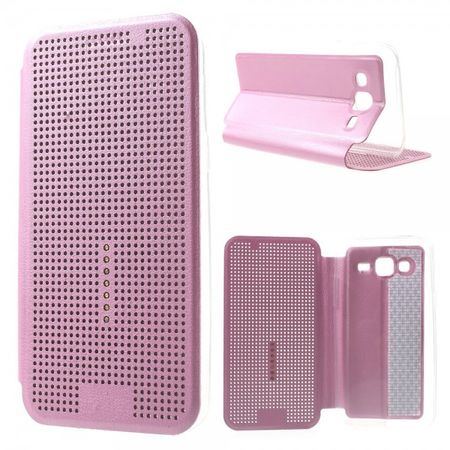 Samsung Galaxy J5 Dot View Leder Smart Case - pink