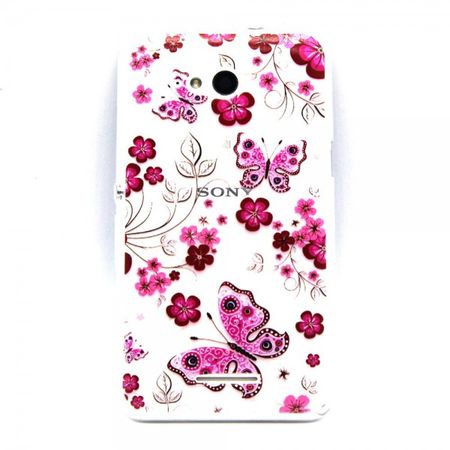 Sony Xperia E4g/E4g Dual Geprägtes, elastisches Plastik Case mit Schmetterlingen und Blumen