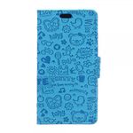 LG G4s/G4 Beat Leder Case mit Cartoon Graffiti und Standfunktion - blau