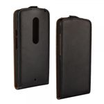 Motorola Moto X Play Echtes Spaltleder Flip Case vertikal - schwarz