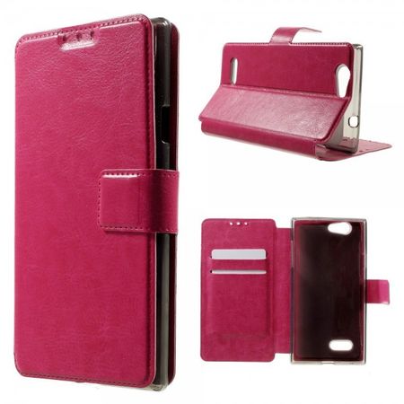 ZTE Blade L2 Magnetisches Leder Case mit Standfunktion und Kreditkartenslots - rosa