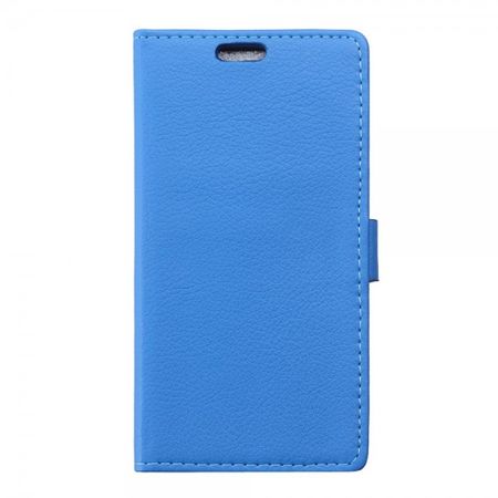 ZTE Blade S6 Schickes Leder Case mit Litchitextur und Standfunktion - blau