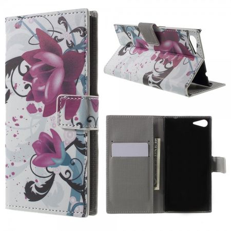 Wiko Highway Star 4G Leder Case mit purpurnen Blumen