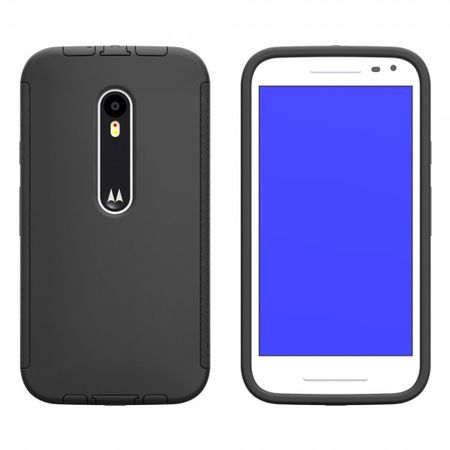 Motorola Moto G (3 Gen) Zweiteiliges, touchfähiges Plastik Case - schwarz