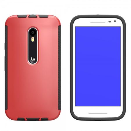 Motorola Moto G (3 Gen) Zweiteiliges, touchfähiges Plastik Case - rot