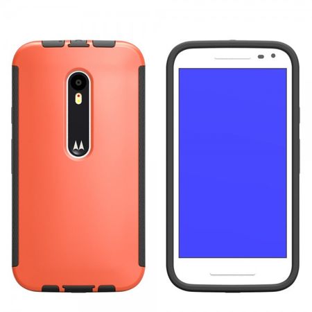 Motorola Moto G (3 Gen) Zweiteiliges, touchfähiges Plastik Case - orange