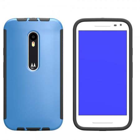 Motorola Moto G (3 Gen) Zweiteiliges, touchfähiges Plastik Case - blau