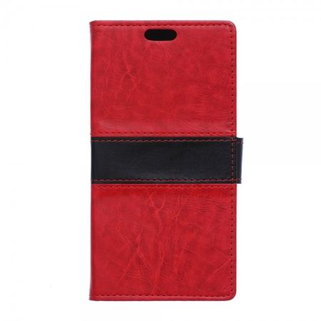 Wiko Bloom2 Zweifarbige Crazy Horse Leder Cover Hülle - rot