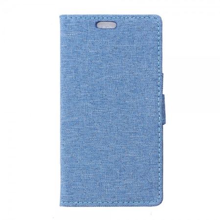 Wiko Sunset2 Leder Case Hülle mit stoffartiger Textur und Standfunktion - hellblau