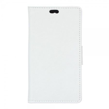 Wiko Sunset2 Schicke Crazy Horse Leder Case Hülle mit Standfunktion - weiss