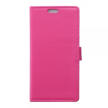 Wiko Sunset2 Leder Cover Case mit Litchitextur und Standfunktion - rosa