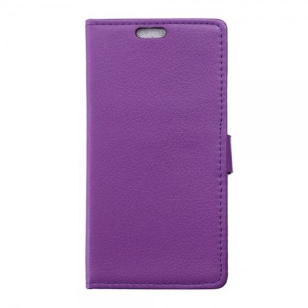 Wiko Sunset2 Leder Cover Case mit Litchitextur und Standfunktion - purpur