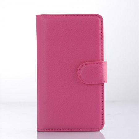 LG Joy Leder Case Hülle mit Litchitextur und Standfunktion - rosa