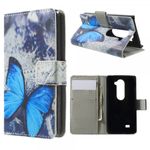 LG Leon Leder Case Hülle mit wunderschönem, blauem Schmetterling