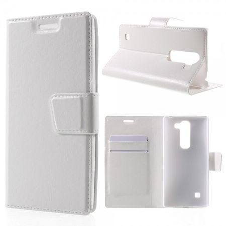 LG Spirit Crazy Horse Leder Cover Case mit Standfunktion - weiss