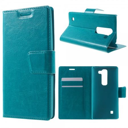 LG Spirit Crazy Horse Leder Cover Case mit Standfunktion - blau