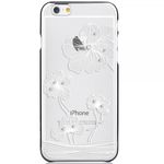 iPhone 6 Plus/6S Plus Hart Plastik Cover Case mit Blumenmuster und Glassteinen - silber