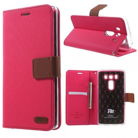 LG V10 Modische Leder Handy Tasche mit Köpermuster von Roar Korea - rosa