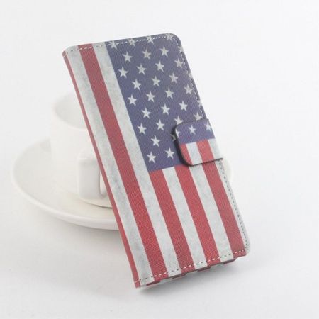 OnePlus X Leder Handy Hülle mit USA Flagge retro-style