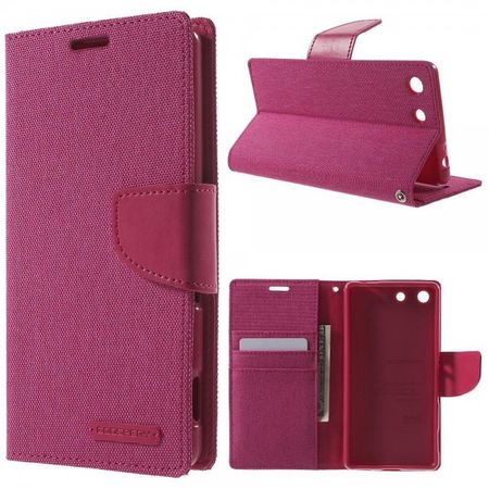 Goospery - Sony Xperia M5/M5 Dual Hülle - Handy Bookcover - Canvas Diary Series - pink