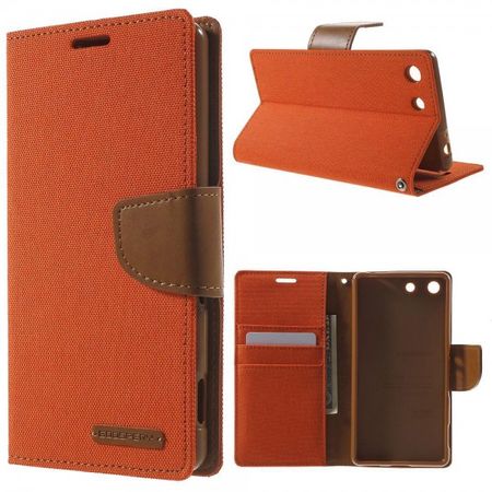 Goospery - Sony Xperia M5/M5 Dual Hülle - Handy Bookcover - Canvas Diary Series - orange/camel