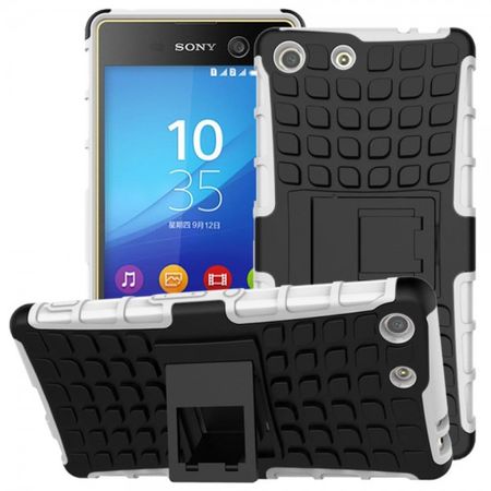 Sony Xperia M5/M5 Dual Abnehmbare, robuste Plastik Case Hülle mit Kickstand - weiss