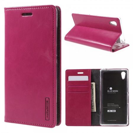 Goospery - Sony Xperia M4 Aqua Hülle - Handy Bookcover - Bluemoon Flip Series - pink