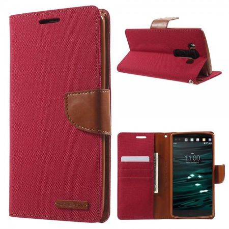 Goospery - LG V10 Hülle - Handy Bookcover - Canvas Diary Series - rot/camel