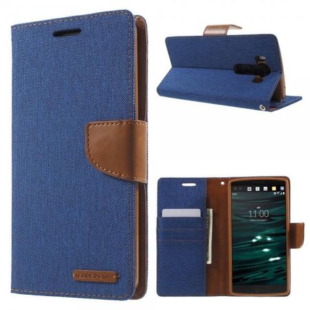 Goospery - LG V10 Hülle - Handy Bookcover - Canvas Diary Series - blau/camel