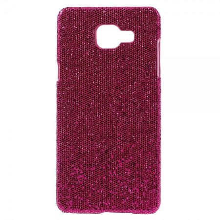 Samsung Galaxy A5 (2016) Glitzerndes Hart Plastik Cover Case mit lederartiger Oberfläche - rosa