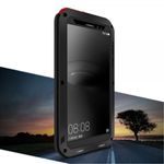 Huawei Mate 8 LOVE MEI Ultrarobustes Metall, Silikon und gehärtetes Glas Cover Case - schwarz