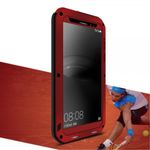 Huawei Mate 8 LOVE MEI Ultrarobustes Metall, Silikon und gehärtetes Glas Cover Case - rot